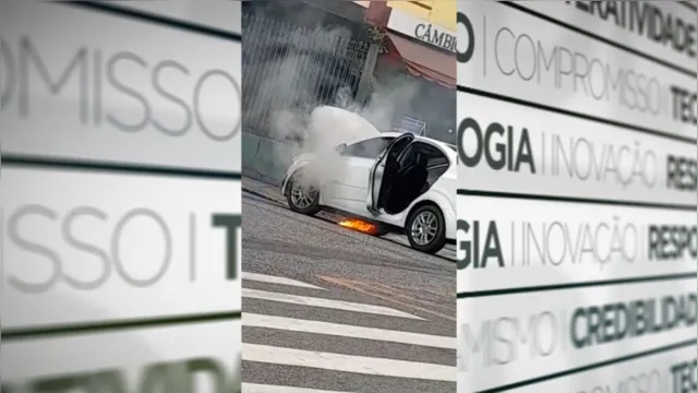 Imagem ilustrativa da notícia Vídeo: carro pega fogo na avenida Presidente Vargas em Belém