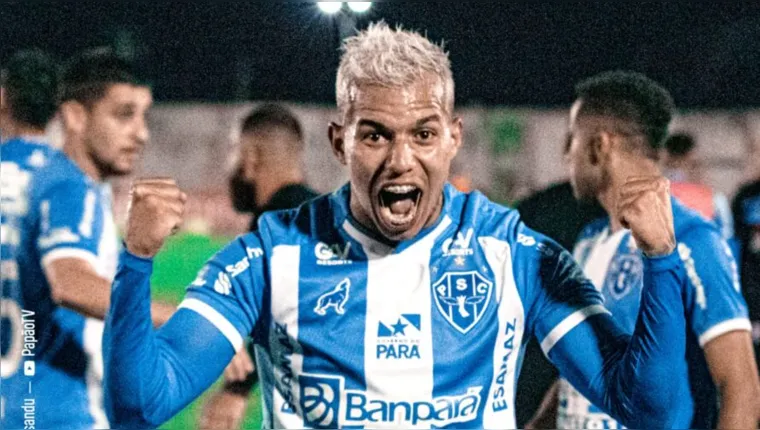 Imagem ilustrativa da notícia Atacante celebra primeiro gol pelo Paysandu e mostra alívio