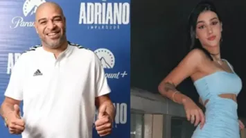 Ex jogador Adriano e a jovem Beatriz Miranda
