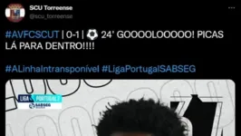 Atualização, em tempo real, do gol do Torrense que gerou piadas no Brasil.