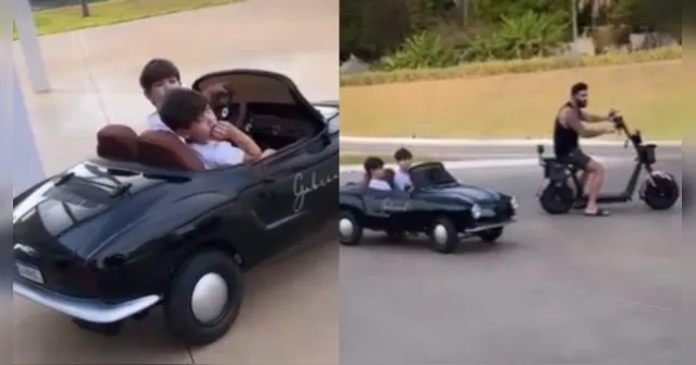 Imagem ilustrativa da notícia Filhos de Gustavo Lima ganham carros de luxo personalizados 