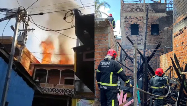 Imagem ilustrativa da notícia Vídeo: casa pega fogo e atinge mais duas na Terra Firme