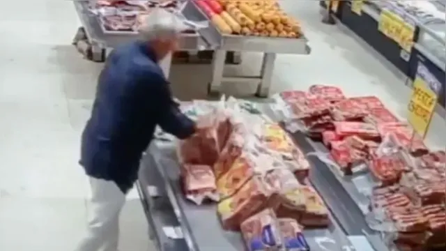 Imagem ilustrativa da notícia Vídeo: homem rouba 120 kg de carne em supermercado na Bahia