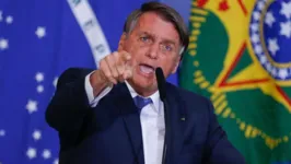 O presidente Jair Bolsonaro em cerimônia no Palácio do Planalto.