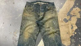 Calça jeans foi arrematada por valor exorbitante.