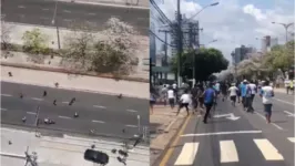 Imagem ilustrativa da notícia Vídeo: "torcidas" se enfrentam e pelo menos 2 ficam feridos