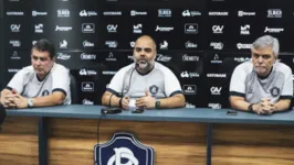 Presidente do Clube do Remo, Fábio Bentes (centro), ao lado dos vices Antônio Carlos Teixeira (esquerda) e Marcelo Carneiro (direita)