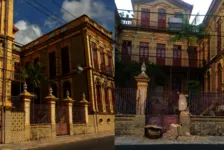 Compare o antes e depois da fachada do Palacete Pinho