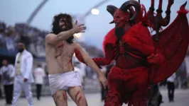 Escola Gaviões da Fiel com o enredo em que apresentou a figura de Jesus Cristo sendo derrotada pelo diabo, no Carnaval de 2019.