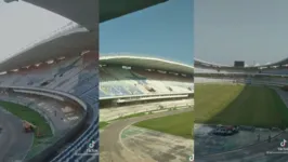 A bandeira do Estado do Pará aparece nas arquibancadas dos Estádio Olímpico.