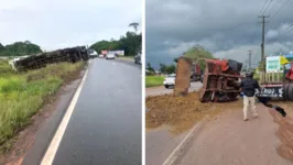 Os dois acidentes ocorreram no mesmo trecho da BR-316 e praticamente ao mesmo tempo, nesta sexta-feira (4).