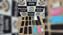 Celulares recuperados pela polícia