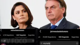 Imagem ilustrativa da notícia Bolsonaro e Michelle deixam de se seguir no Instagram