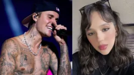 O cantor Justin Bieber e a fã Victória Sancam.