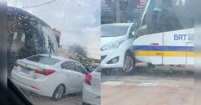 Imagem ilustrativa da notícia Vídeo: carro e ônibus do BRT se chocam na Almirante Barroso