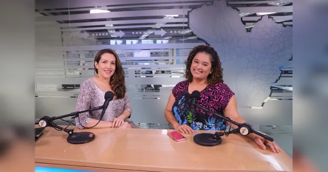 Momento descontraído após gravação do podcast de Luciana Sousa, Gerente de Marketing do Grupo RBA e a jornalista Haynna Hálex do DOL.