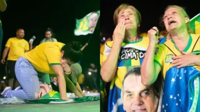 Imagem ilustrativa da notícia Vídeo: ajoelhados, bolsonaristas choram com vitória de Lula