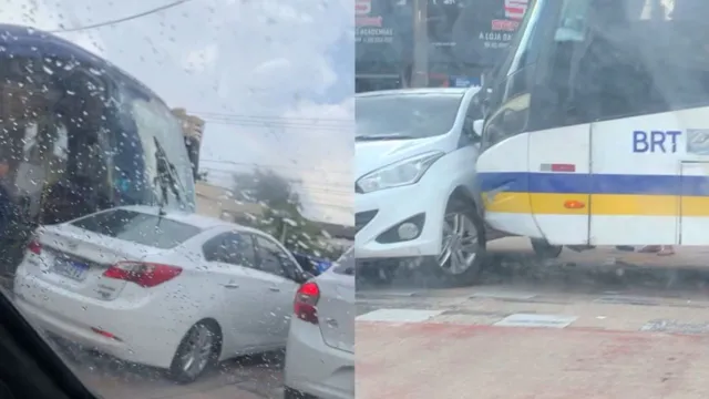 Imagem ilustrativa da notícia Vídeo: carro e ônibus do BRT se chocam na Almirante Barroso