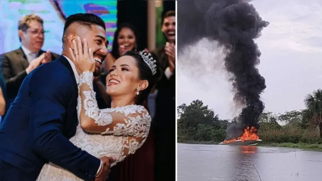 Imagem ilustrativa da notícia Lancha explode e mata mulher; marido e amigos estão na UTI