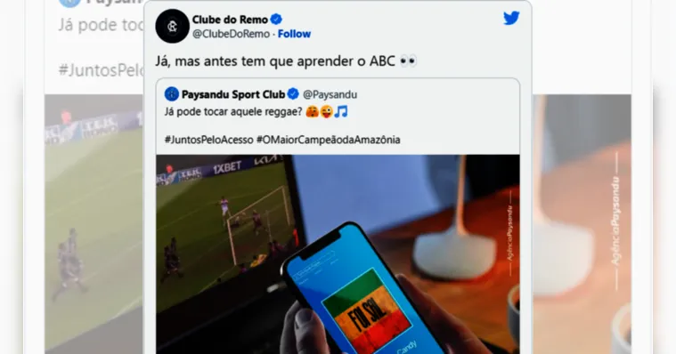 Imagem ilustrativa da notícia Clube do Remo dá o troco e encarna Paysandu no Twitter