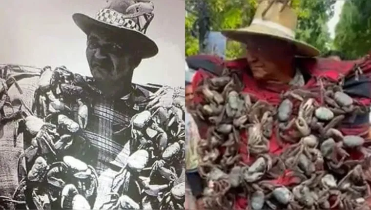 Imagem ilustrativa da notícia Promesseiro carrega roupa com 200 caranguejos no Círio