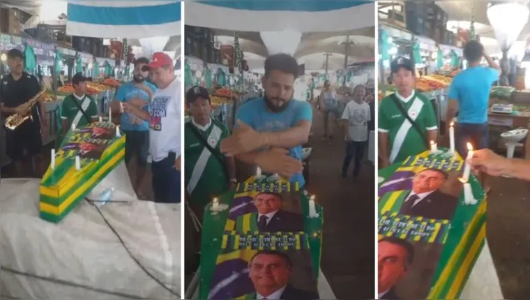 Imagem ilustrativa da notícia Vídeo: feirantes fazem velório de Bolsonaro no Ver-o-Peso