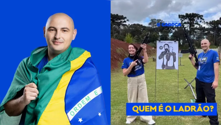 Imagem ilustrativa da notícia Em vídeo, empresário pratica tiro ao alvo com imagem de Lula