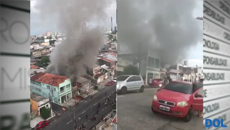Imagem ilustrativa da notícia Veja o vídeo! Incêndio atinge prédio no centro de Belém