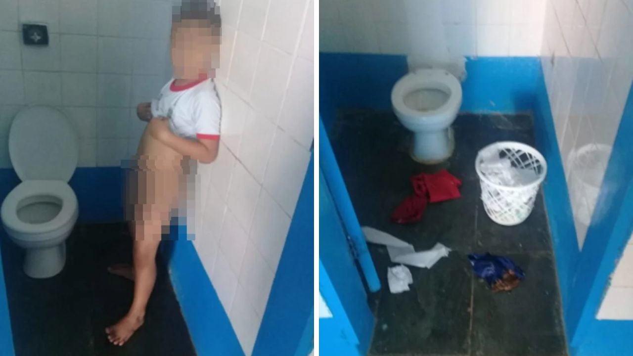 A criança foi encontrada com fezes escorrendo pelas pernas e moscas voando ao redor A criança foi encontrada com fezes escorrendo pelas pernas e moscas voando ao redor