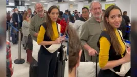 Ciro Gomes ao lado da esposa Giselle Bezerra, enquanto era hostilizado no aeroporto de Miami.