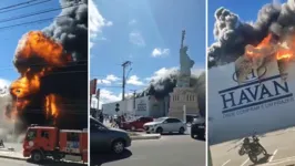 O fogo tomou conta da loja Havan, na manhã desta quarta-feira (28), em Vitória da Conquista (BA).