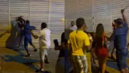 Vídeo mostra homem agredindo mulheres com socos e golpes de facão
