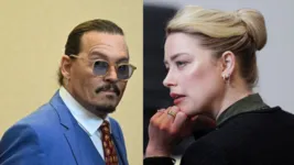 Johnny Depp e  Amber Heard durante o julgamento em junho deste ano