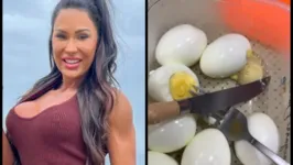 Gracyanne Barbosa mostra a marmita com 8 ovos