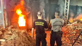 Droga apreendida em operações da Polícia Federal em 2022 foi incinerada na última terça (29)
