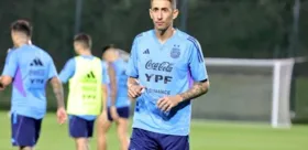 Ángel Di María, atacante da seleção argentina, em treino para o jogo contra a Holanda