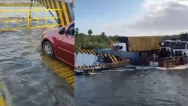 Água do rio Tocantins invadiu parcialmente a balsa na travessia entre Carapajó e Cametá, no nordeste do Pará.