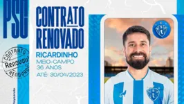 Ricardinho é um dos atletas que permanecerão no Paysandu