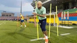 Neymar no último treino da seleção para jogo contra a Croácia