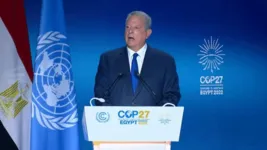 Ex-vice-presidente dos EUA, Al Gore, em discurso durante a COP27.