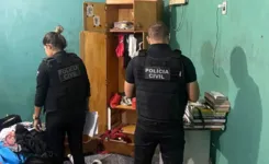 Durante a operação, agentes da Polícia Civil revistaram o quarto do suspeito.