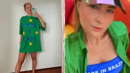 Carolina Dieckmann e Angélica apresentam looks que vão usar para torcer pela Seleção Brasileira