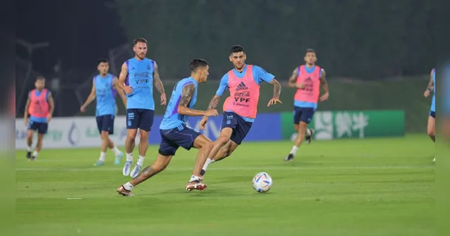 Imagem ilustrativa da notícia Vídeo: Sem Messi, Argentina treina para a Copa