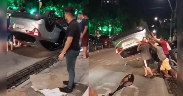 Imagem ilustrativa da notícia Carro capota "sozinho" no bairro da Pedreira
