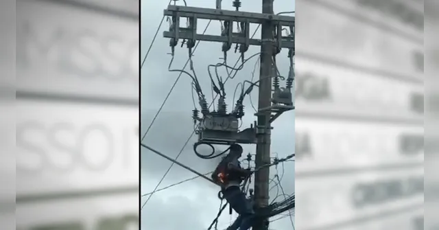 Imagem ilustrativa da notícia Após choque em poste, homem pega fogo mas sobrevive