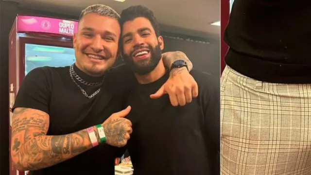 Imagem ilustrativa da notícia Mc Gui posa com Gusttavo Lima e volume na calça surpreende