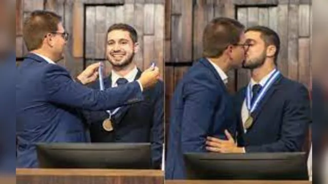 Imagem ilustrativa da notícia Repórter da Globo beija marido na boca em homenagem da Alerj