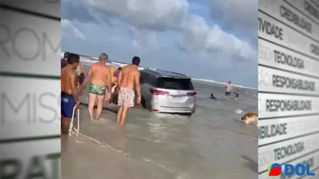 Imagem ilustrativa da notícia Vídeo: carro atola (de novo!) em praia de Salinópolis