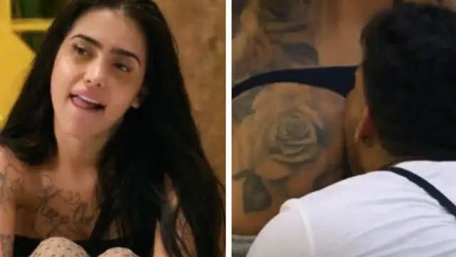Imagem ilustrativa da notícia Vídeo: MC Mirella recebe "beijo grego" na chegada de ex-BBB