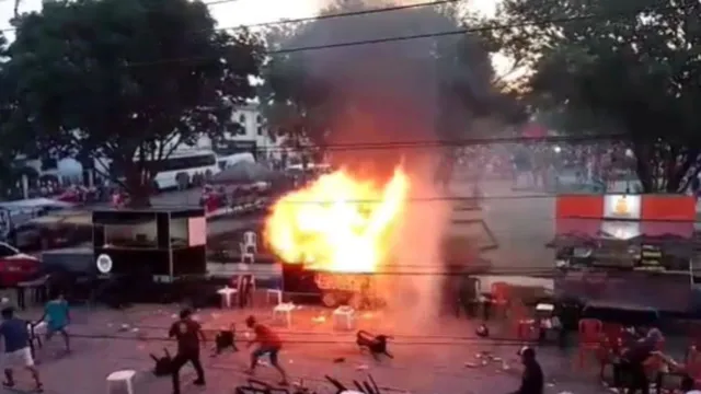 Imagem ilustrativa da notícia Vídeo: incêndio consome ponto de venda de pastel em Bragança